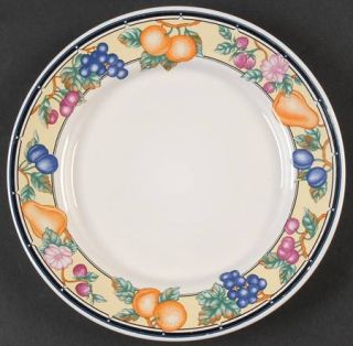 Oneida Orchard Salad Plate, Fine China Dinnerware   Multicolor Fruit On Rim,Blue