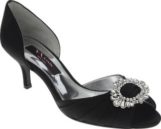 Womens Nina Crystah   Black Luster Satin Ornamented Shoes