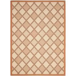 Cream/ Terracotta Indoor Outdoor Rug (67 X 96)