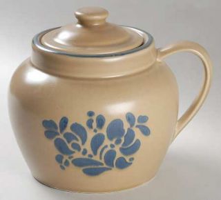 Pfaltzgraff Folk Art Bean Pot & Lid, Fine China Dinnerware   Blue Floral Design
