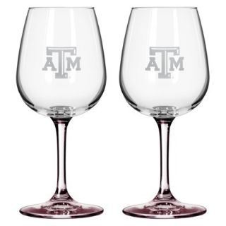Boelter Brands NCAA 2 Pack Texas A & M Aggies Satin Etch Wine Glass   12 oz