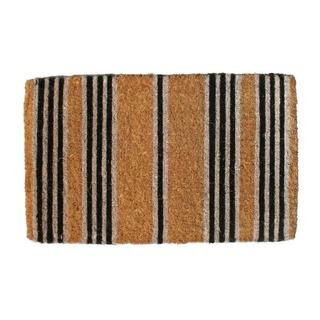 Outdoor Coconut Fiber Black Stripes Door Mat (4 X 16) (Black and brownConstruction HandmadeRecommended for Outdoor useDimensions 48 inches long x 18 inches wide x 1.5 inch thick )
