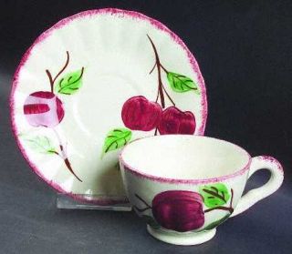 Blue Ridge Southern Pottery Crab Apple Footed Cup & Saucer Set, Fine China Dinne