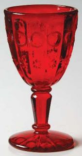 L G Wright Priscilla Ruby Wine Glass   Stem #56,Ruby, Oval And Star Design