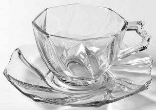 Heisey Twist Clear Cup and Saucer Set   Stem #1252, Clear