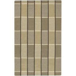Hand crafted Brown Contemporary Bars Wool Geometric Rug (5 X 8)