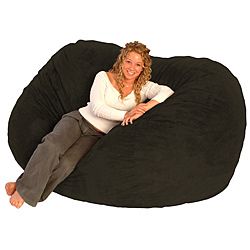 Fufsack Black Microfiber 6 foot Bean Bag Chair (TanMaterials Polyester microsuede, foamWeight 75 poundsDiameter 72 inchesFill Durable foamClosure Double YKK zipper is added for durability and then sealed shut for safetyCover Double stitched along al