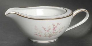 Noritake Claire Creamer, Fine China Dinnerware   Pink Flowers,Gold Line,Coupe,Go