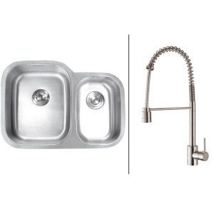 Ruvati RVC2547 Combo Stainless Steel Kitchen Sink and Stainless Steel Set