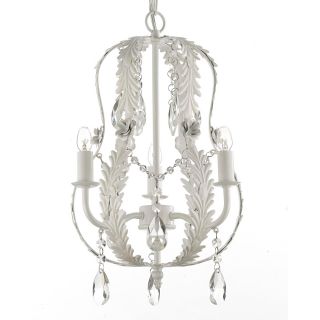 Gallery Indoor 3 light White Wrought Iron And Crystal Chandelier