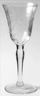 Unknown Crystal Unk475 Wine Glass   Gray Cut Flowers & Leaves, Optic