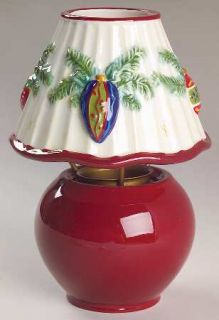 Pfaltzgraff Holiday Garland Tea Light Lamp with Shade, Fine China Dinnerware   O