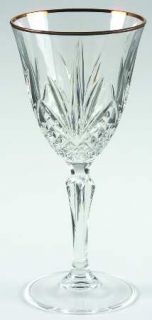 Cristal de Flandre Salzburg Gold Wine Glass   Gold Trim, Fan Cuts