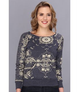 Alternative Apparel Maniac Printed Fleece Sweatshirt Womens Sweatshirt (Blue)