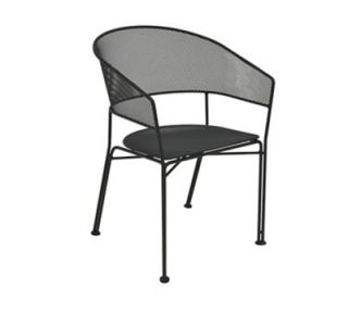 EmuAmericas Stacking Arm Chair, Extended Steel Mesh Seat & Back, Wrought Iron Frame, Iron