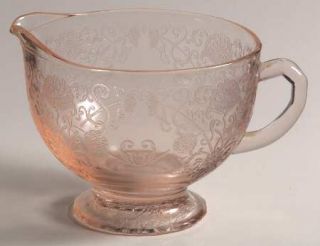 Hazel Atlas Florentine #1 Pink Creamer   Pink Flowers,Depression Glass