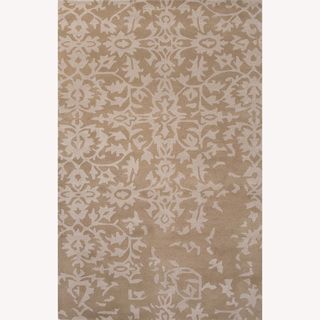 Hand Tufted Abstract Pattern Beige/white Wool Rug (8x10)
