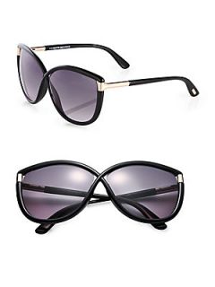 Tom Ford Eyewear Abbey Oversized Crossover Sunglasses   Black Gold