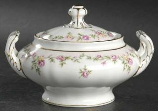 Franconia   Krautheim Rosalie Sugar Bowl & Lid, Fine China Dinnerware   Pink Edg
