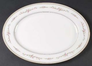 Mikasa Millbrooke 14 Oval Serving Platter, Fine China Dinnerware   Bone,Pink Fl