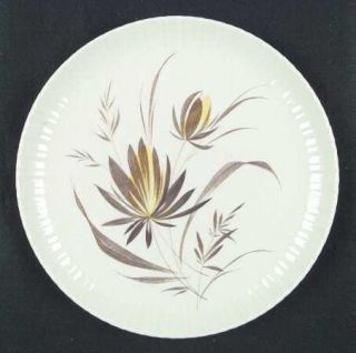 Harker Forest Flower Dinner Plate, Fine China Dinnerware   Taupe & Yellow Flower