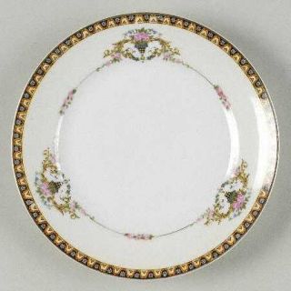 Noritake Patrician Bread & Butter Plate, Fine China Dinnerware   Pink Roses, Gre