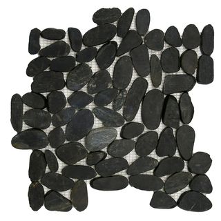 Somertile 11.75x11.75 in Riverbed Flat Black Natural Stone Mosaic Tile (pack Of 10)