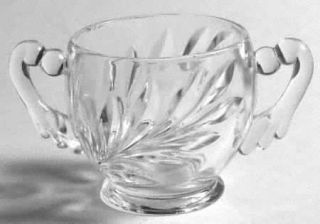 Indiana Glass Willow Clear Open Sugar   Line #1008, Leaf Design, Pressed, Clear