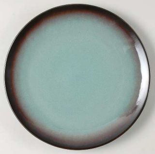 Home Thira Teal Dinner Plate, Fine China Dinnerware   Teal Center, Metallic Brow