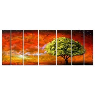 Matthew Hamblen Marmalade Metal Wall Art 7 panel Set (LargeSubject LandscapesMedium MetalOuter dimensions 23.5 inches high x 66 inches wide x 1 inches deep )