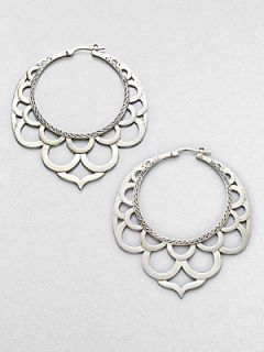 John Hardy Sterling Silver Lace Hoop Earrings/2.2   Silver