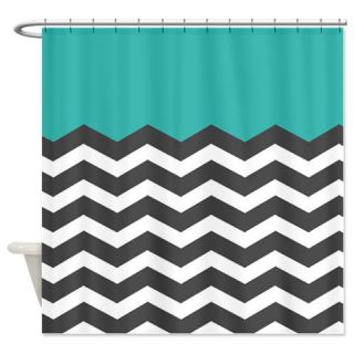  Turquoise black white Chevron Shower Curtain  Use code FREECART at Checkout