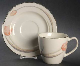 Ranmaru Amsterdam Flat Cup & Saucer Set, Fine China Dinnerware   Ivory Elegance,