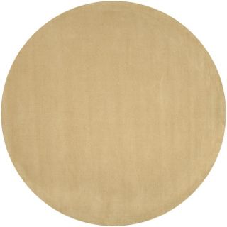 Hand crafted Light Yellow Solid Causal Ridges Wool Rug (99 Round)