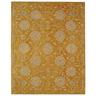 Handmade Medallions Gold Wool Rug (96 X 136) (GoldPattern OrientalMeasures 0.625 inch thickTip We recommend the use of a non skid pad to keep the rug in place on smooth surfaces.All rug sizes are approximate. Due to the difference of monitor colors, som