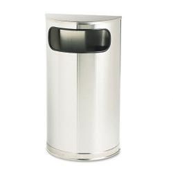 Rubbermaid Stainless Steel Receptacle (Stainless steel Finish Satin Shape Half round Opening type SideLiner material PlasticLid type Dome topDimensions 32 inches high x 18 inches wide x 9 inches deep Compliance/standards ADA compliant, OSHA complia