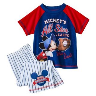 Disney Mickey Mouse Toddler Boys All Star Short Sleeve Pajama Set   Blue 4T