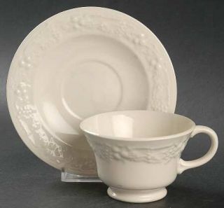 Homer Laughlin  Theme Off White (Eggshell) Footed Cup & Saucer Set, Fine China D