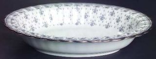 Spode Fleur De Lys Grey (Bone,Platinum Trim) 9 Oval Vegetable Bowl, Fine China