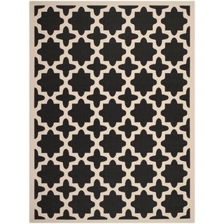 Safavieh Indoor/ Outdoor Courtyard Black/ Beige Polypropylene Rug (8 X 11)