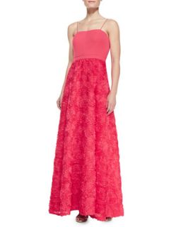 Womens Spaghetti Strap Rosette Skirt Ball Gown, Lipstick Pink   Aidan by Aidan