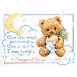 Cuddly Bear Birth Record Counted Cross Stitch Kit 12x9 14 Count