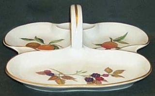 Royal Worcester Evesham Gold (Porcelain) 3 Part Relish w/Center Ceramic Handle,