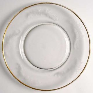 Fostoria Golden Lace Luncheon Plate   Stem #6085,Etch #645, Gold Trim