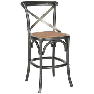 Safavieh Eleanor Hickory Oak Counter Stool (HickoryMaterials Oak wood and rattanFinish HickorySeat dimensions 17.7 inches wide x 16.5 inches deepSeat height 24.4 inchesDimensions 38.6 inches high x 19.7 inches wide x 21.9 inches deepProduct will ship