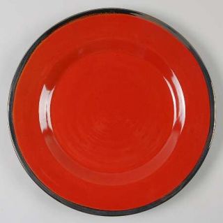 Euro Ceramica Red Swirl Dinner Plate, Fine China Dinnerware   All Red,Embossed S