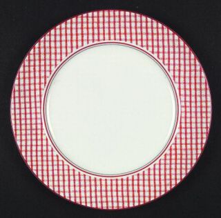 Ralph Lauren Homestead Dinner Plate, Fine China Dinnerware   Red Checkered Borde