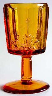 L G Wright Panel Grape Amber Water Goblet   Amber, Fruit Design, Pressed