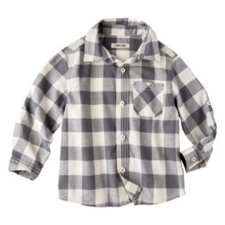 Cherokee Infant Toddler Boys Plaid Button Down Shirt   Gray 3T