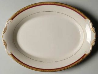 Syracuse Wayne Maroon 12 Oval Serving Platter, Fine China Dinnerware   Old Ivor